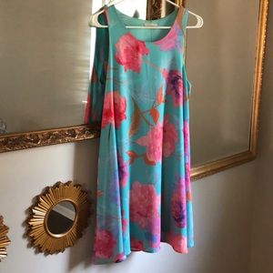 Everly blue sleeveless floral dress